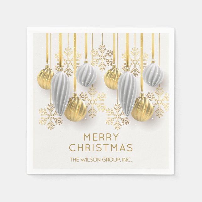 Retro Gold und Silber Weihnachtsschmuck Serviette (Vorderseite)
