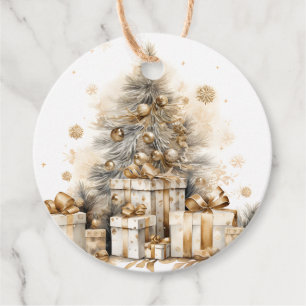 Retro Gold Weihnachtsbaum Geschenkanhänger