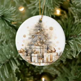 Retro Gold Weihnachtsbaum Keramik Ornament