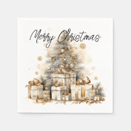 Retro Gold Weihnachtsbaum Serviette