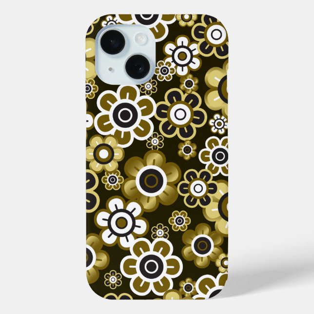 Retro Golden Blooms Blume Power Muster Case-Mate iPhone Hülle (Rückseite)