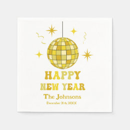 Retro Golden Disco New Years Eve Party Serviette