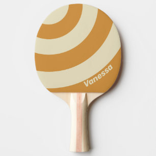 Retro Golden Horizon Dreifach Streifen mit Namen Tischtennis Schläger
