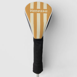 Retro Golden Horizon Three Pin Stripes with Name Golf Headcover