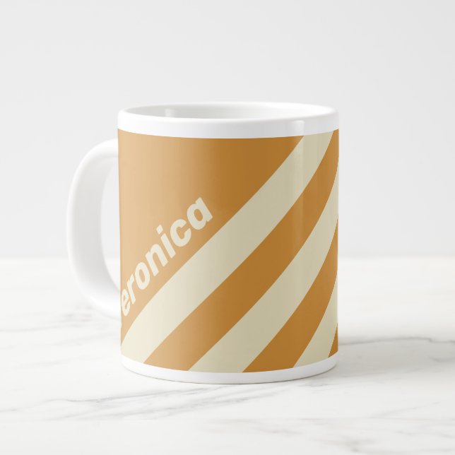 Retro Golden Horizon Three Stripes with Name Jumbo-Tasse (Vorderseite Links)