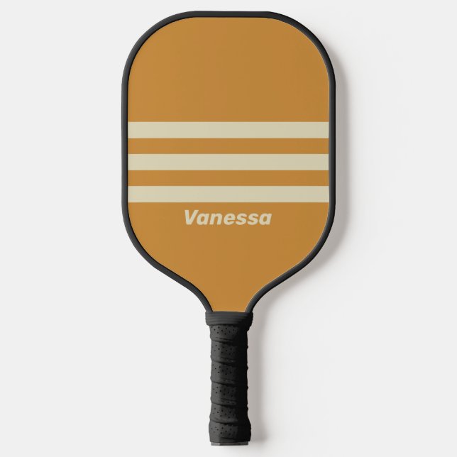 Retro Golden Horizon Three über Strike | Name Pickleball Schläger (Vorderseite)