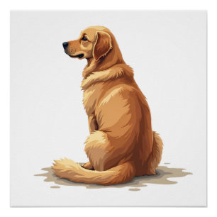 Retro Golden Retriever Rückansicht Hundeliebhaber Poster
