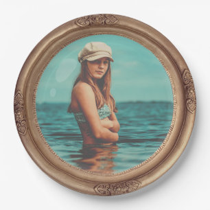 Retro Golden Stylish Portrait Foto Display Pappteller