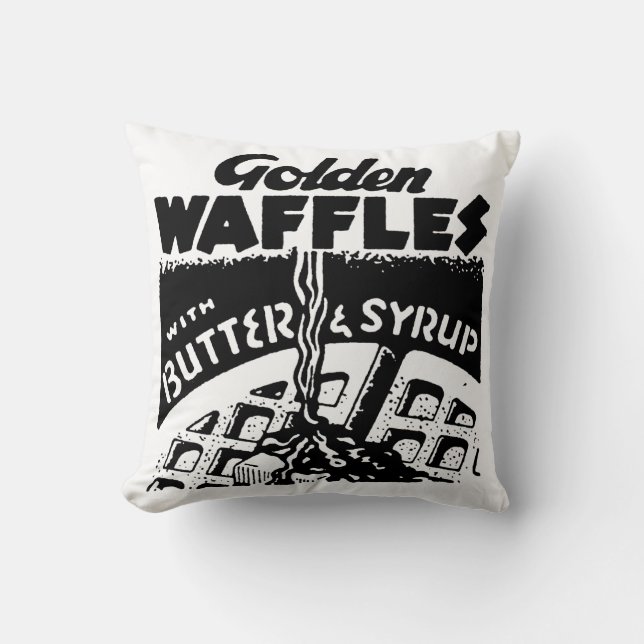 Retro Golden Waffles Kissen (Vorderseite)