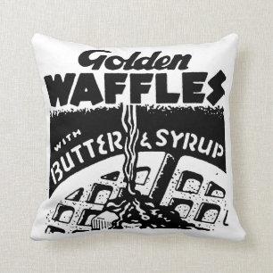 Retro Golden Waffles Kissen