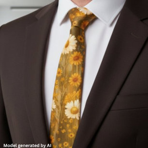 Retro-Goldene Wiesenblumen - Rustikaler Herbst Krawatte