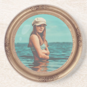 Retro goldenes stilvolles Porträtfoto-Display Getränkeuntersetzer