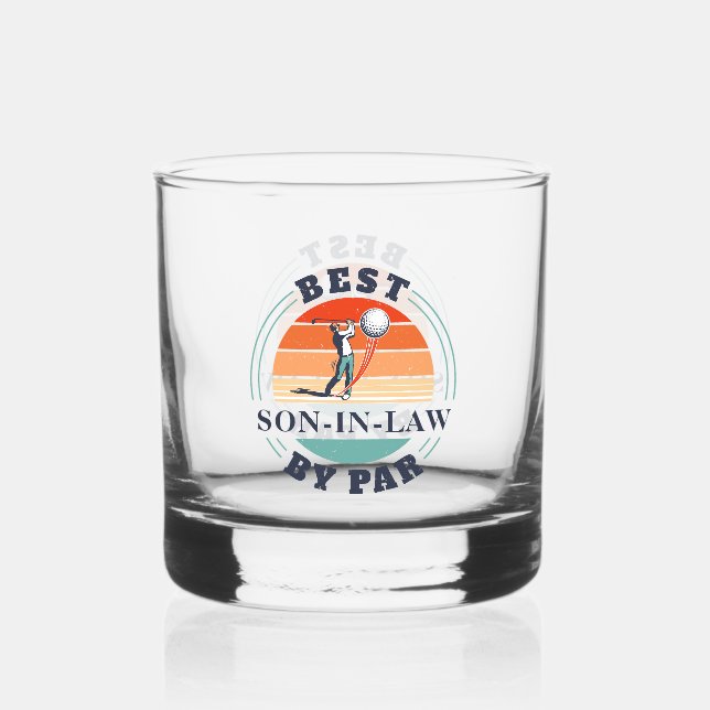 Retro Golf Best Son in Law per Par Custom Whiskyglas (Vorderseite)