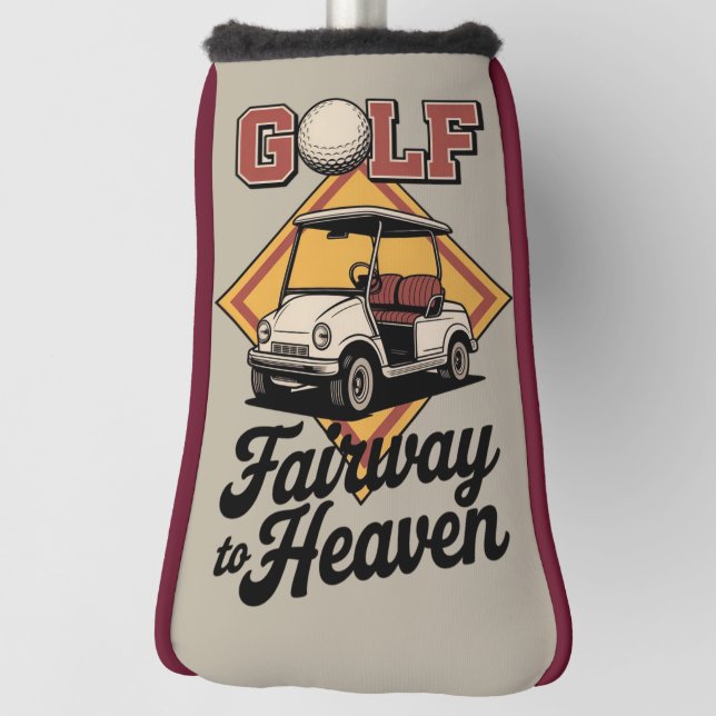 Retro Golf Cart Fairway To Heaver Funny Golfing Golf Headcover (Rotieren 90)