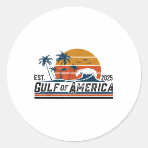 Retro Golf von Amerika Est 2025 Beach Summer Runder Aufkleber