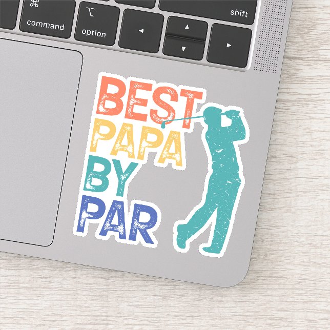 Retro Golfer - Beste Papa Par Aufkleber (Detail)