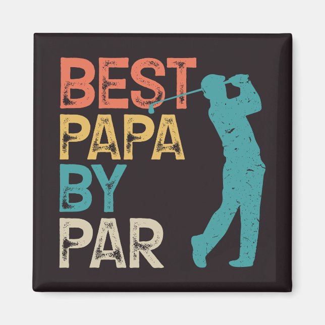 Retro Golfer - Beste Papa Par Magnet (Vorne)