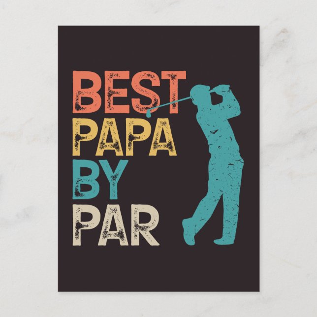 Retro Golfer - Beste Papa Par Postkarte (Vorderseite)