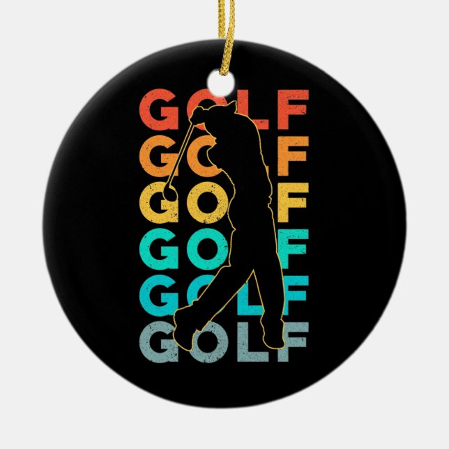 Retro Golfer Keramik Ornament (Vorne)
