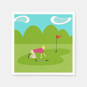 Retro Golfer Paper Napkins Serviette