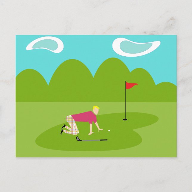 Retro Golfer Postkarte (Vorderseite)