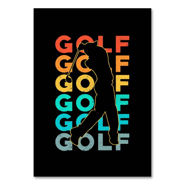Retro Golfer Tischnummer (Vorderseite)
