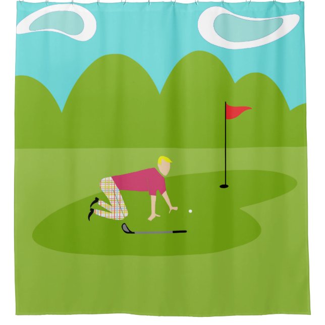 Retro Golfspieler-Duschvorhang Duschvorhang (Vorderseite)