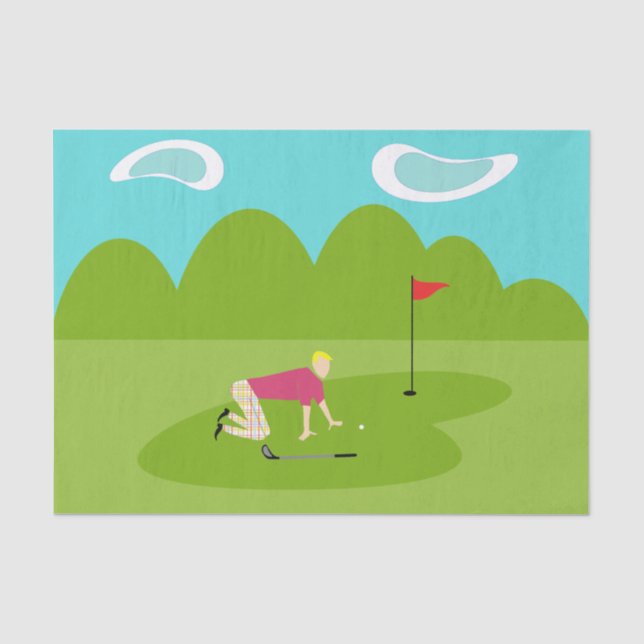 Retro Golfspieler-Seidenpapier Seidenpapier (Vorderseite)