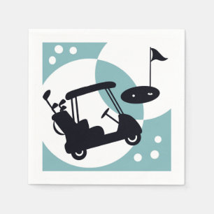 Retro-Golfwagen in Schwarz & Blau Serviette