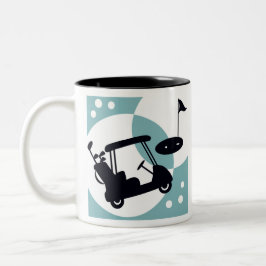 Retro-Golfwagen in Schwarz & Blau Zweifarbige Tasse