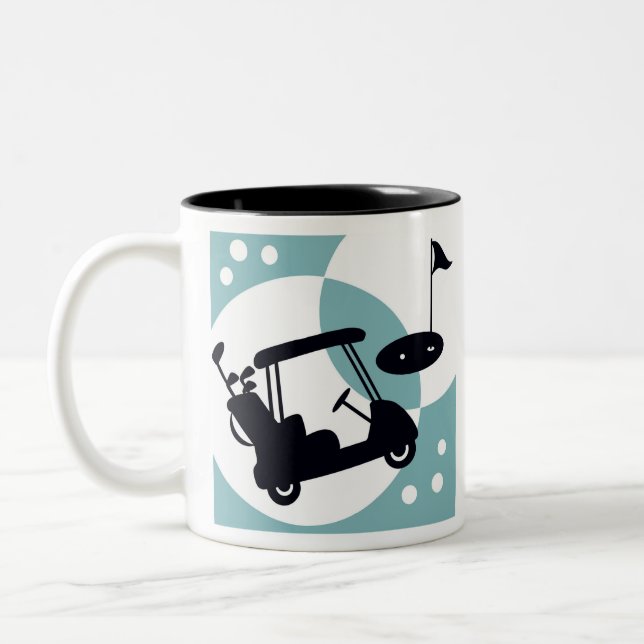 Retro-Golfwagen in Schwarz & Blau Zweifarbige Tasse (Links)