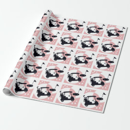 Retro-Golfwagen in schwarz & rosa Geschenkpapier