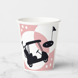 Retro-Golfwagen in schwarz & rosa Pappbecher