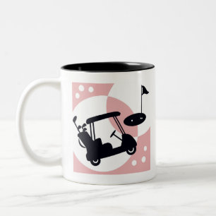 Retro-Golfwagen in schwarz & rosa Zweifarbige Tasse