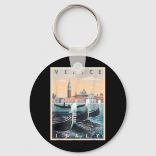 Retro Gondelboote mit Venedig Skyline Italien Schlüsselanhänger