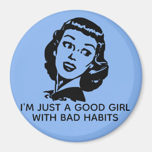 Retro Good Girl Quote Magnet