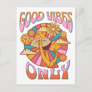 Retro Good Vibes only Mushroom Postkarte