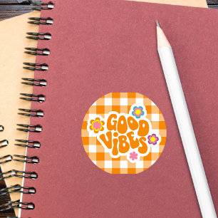 Retro Good Vibes Runder Aufkleber