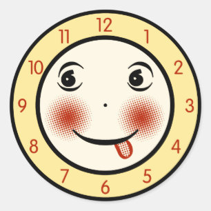 Retro Goofy Clock Face Runder Aufkleber