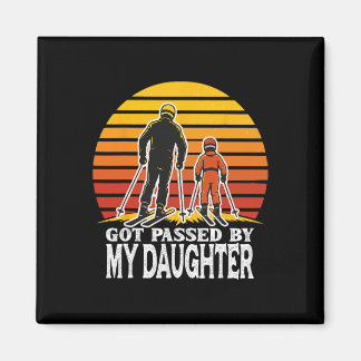 Retro Got Ped By My Daughter Funny Skiing Design  Magnet