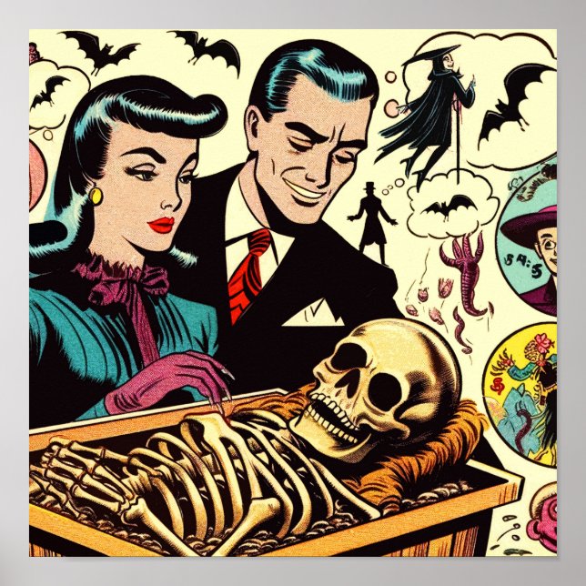 Retro Goth Couple Comic Poster (Vorne)