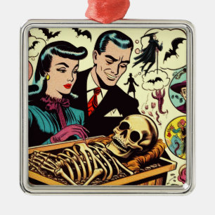 Retro-Goth-Pärchen-Comics Ornament Aus Metall
