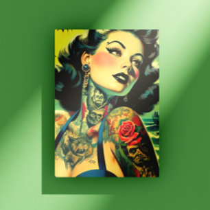 Retro-Goth-Pinup Postkarte
