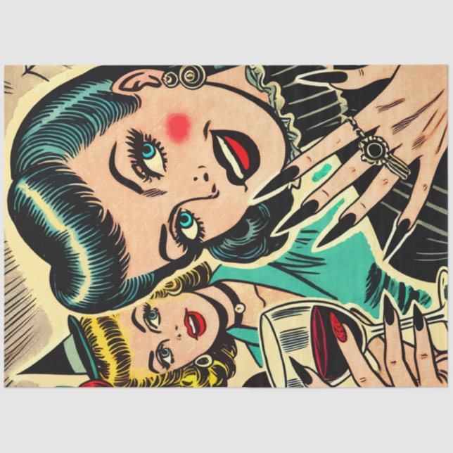Retro Gothic Halloween Girls Comic Seidenpapier (Vorderseite)