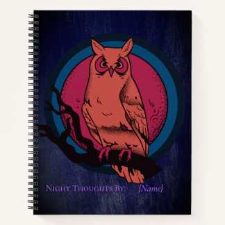 Retro Gothic Night Owl Moon Spiral Notebook Notizbuch