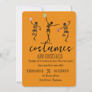 Retro-Gotischer-Totenkopf-Tanz-Halloween-Party Einladung