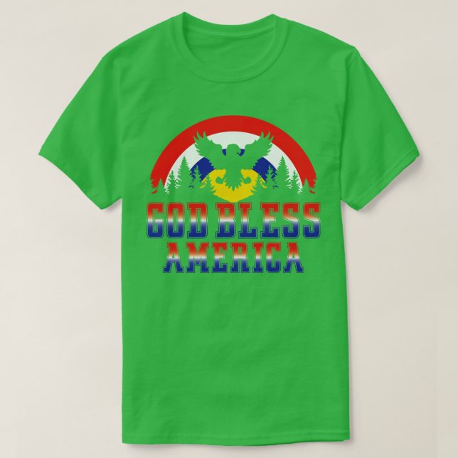 Retro Gott segne Amerika am 4. Juli T-Shirt (Design vorne)