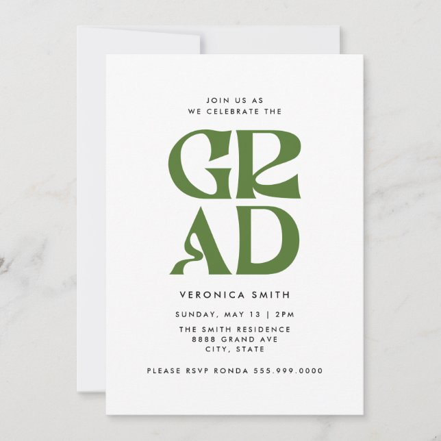 Retro Grad Graduation Party Einladung (Vorderseite)