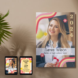 Retro Grad Party Einladung mit Foto (Gelb)