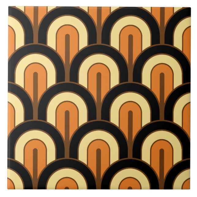 Retro Gradated Geometric Fan Pattern Fliese (Vorderseite)